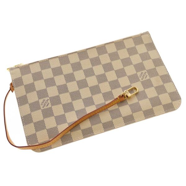 21 2044 13 Louis Vuitton Neverfull MM Damier Azur Canvas Tote Bag White