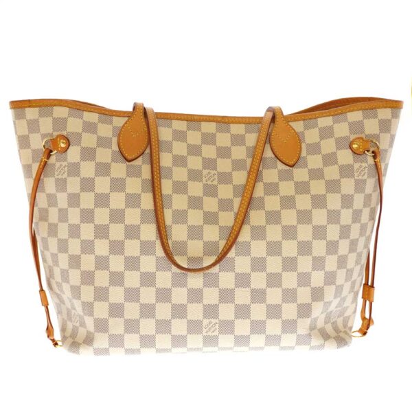 21 2044 3 Louis Vuitton Neverfull MM Damier Azur Canvas Tote Bag White