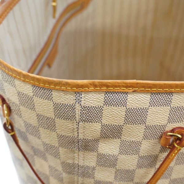 21 2044 9 Louis Vuitton Neverfull MM Damier Azur Canvas Tote Bag White