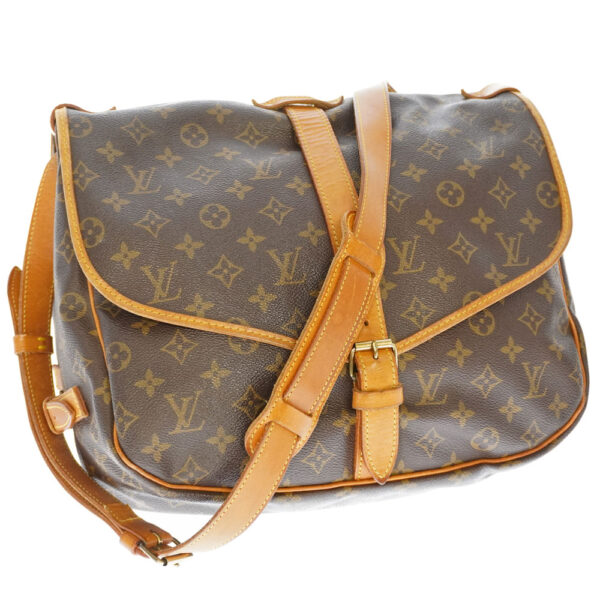 21 3021 Louis Vuitton Saumur 35 Monogram Canvas Crossbody Bag Brown