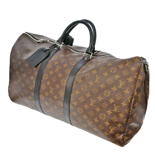 21 6421 1 Louis Vuitton Keepall Bandouliere 55 Monogram Macassar Brown Black