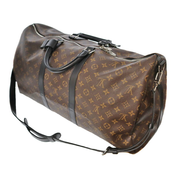 21 6421 2 Louis Vuitton Keepall Bandouliere 55 Monogram Macassar Brown Black