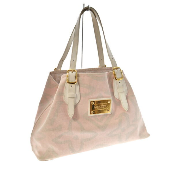 21 7124 Louis Vuitton Taisienne PM Shoulder Bag Canvas Leather White Pink