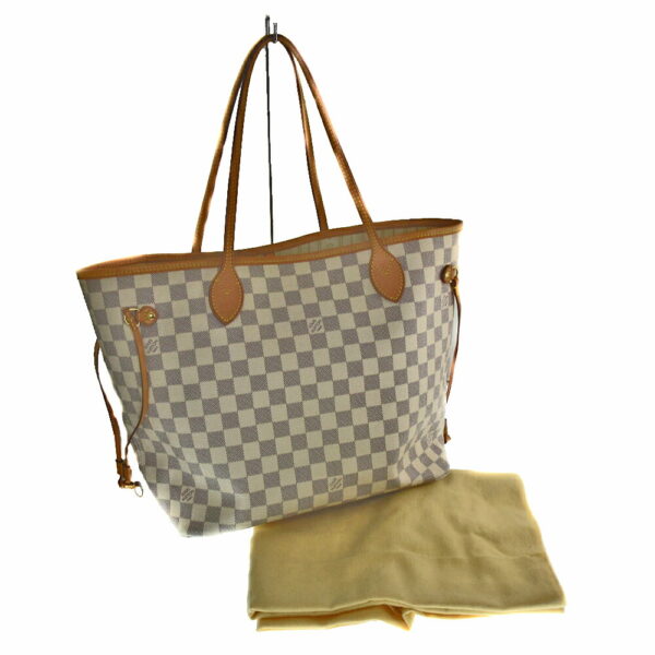 21 931 18 Louis Vuitton Neverfull MM Tote Bag Damier Canvas White