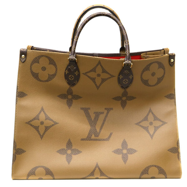 21 9663 2 Louis Vuitton On the Go GM 2WAY Bag Monogram Brown Beige