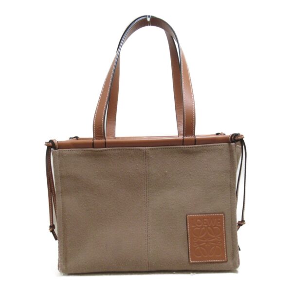 2100301106666 2 Loewe Cushion Canvas Tote Bag Brown