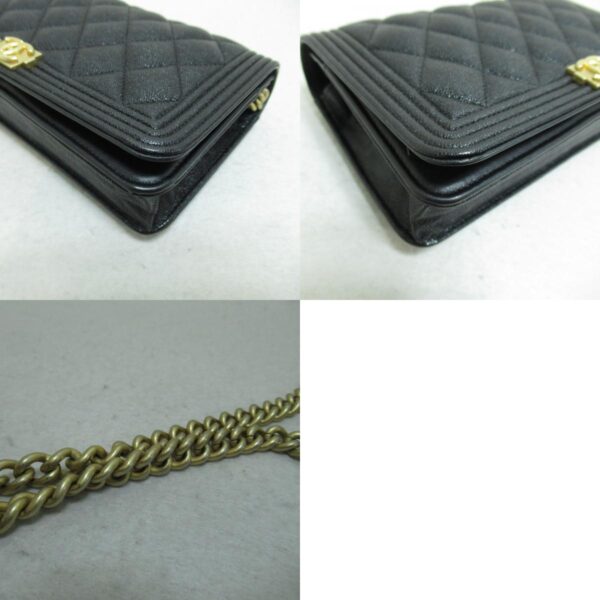 2100301110366 8c CHANEL Boy Chanel Chain Wallet Shoulder Bag Caviar Skin Black