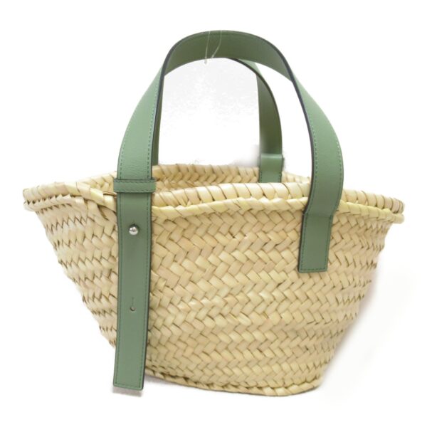 2100301119185 3 Loewe Basket Calf Balm Leaf Tote Bag Green Natural