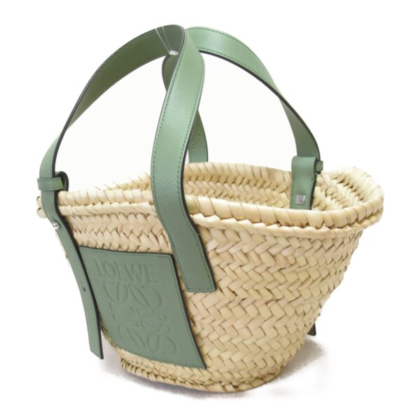 2100301119185 4 Loewe Basket Calf Balm Leaf Tote Bag Green Natural