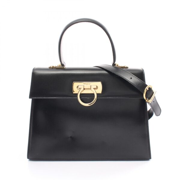 2100301134898 1 Salvatore Ferragamo Gancini Leather Handbag Black