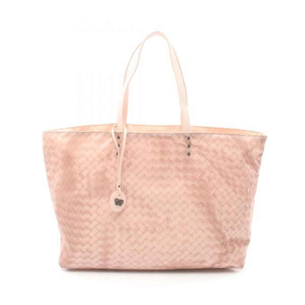 2100301143609 1 Bottega Veneta Intreccio Lusion Nylon Leather Medium Tote Bag Pink