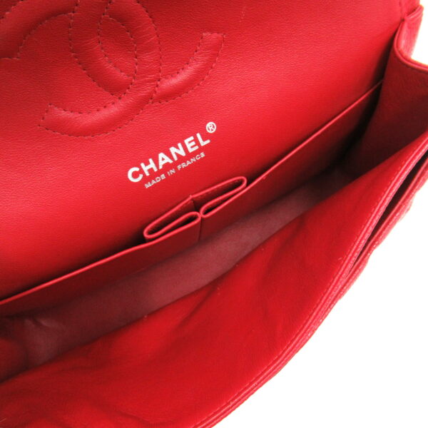 2101217250320 7 CHANEL Matelasse W Flap Chain Shoulder Bag Caviar Skin Red