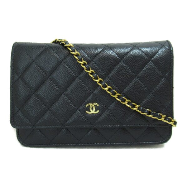 2101217317153 3 CHANEL Chain Wallet Shoulder Bag Caviar Skin Black