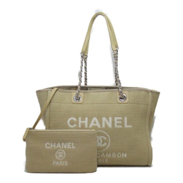 2101217330077 2 CHANEL Deauville Tote MM Tote Bag Canvas Beige