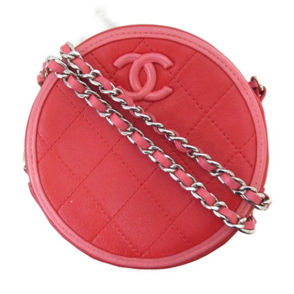 2101217333856 13 CHANEL Chain Shoulder Bag Leather Red Pink