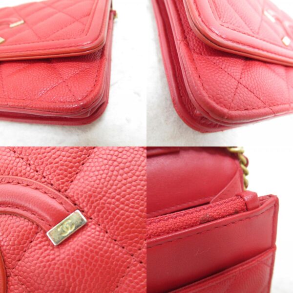 2101217335720 6c CHANEL Chain Shoulder Bag Caviar Skin Red