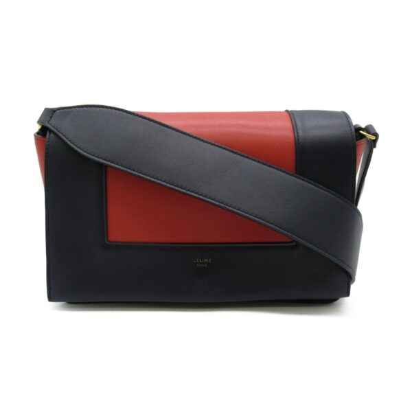 2101217364836 1 Celine Leather Shoulder Bag Red Navy