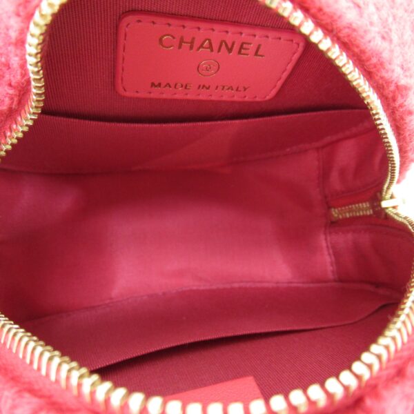 2101217367998 2 CHANEL Chanel19 Round Pochette Chain Bag Wool Tweed Pink