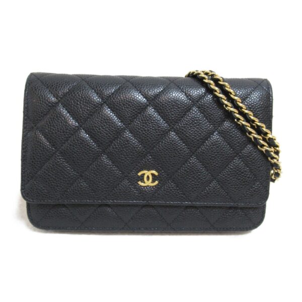 2101217378420 2 CHANEL Chain Wallet Shoulder Bag Caviar Skin Black