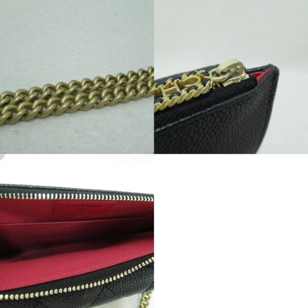 2101217378444 14c CHANEL Chain Wallet Shoulder Bag Caviar Skin Black