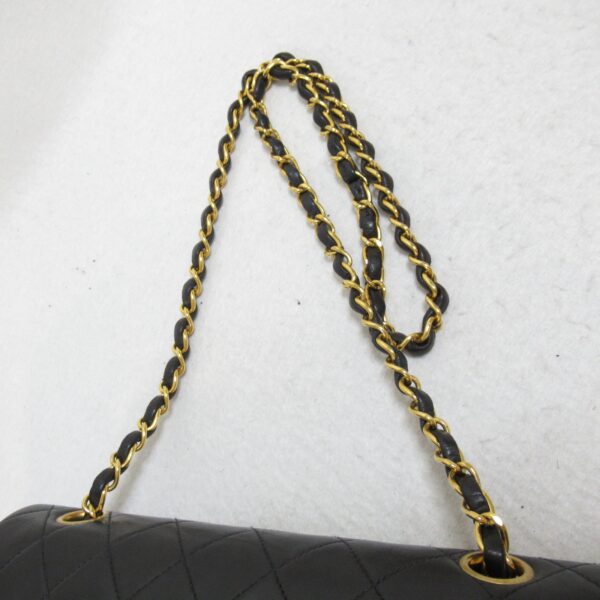 2101217381871 9 CHANEL Matelasse W Flap Chain Shoulder Bag Lambskin Black