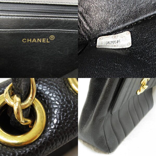 2101217405706 11c CHANEL Mademoiselle Chain Shoulder Bag Caviar Skin Black