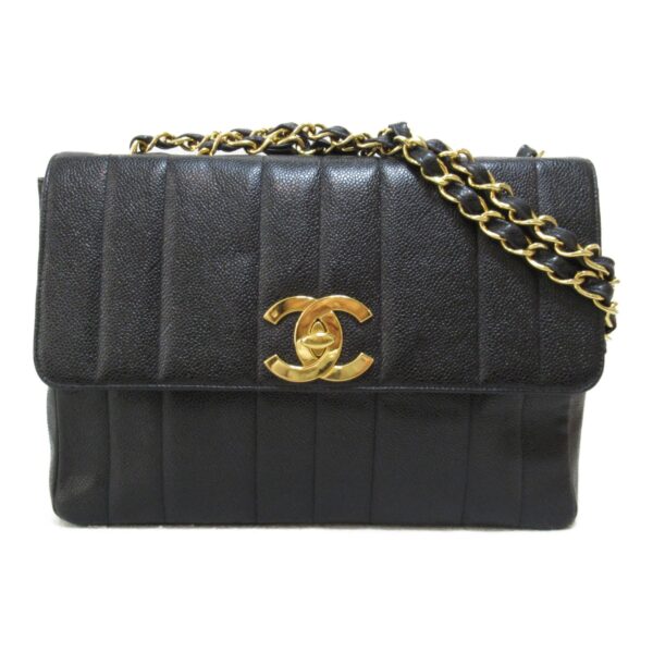 2101217405706 3 CHANEL Mademoiselle Chain Shoulder Bag Caviar Skin Black