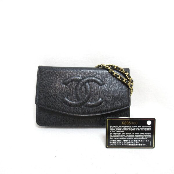 2101217412315 2 CHANEL Chain Wallet Shoulder Bag Caviar Skin Black