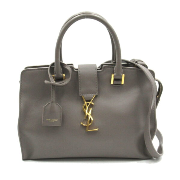 2101217412933 1 Yves Saint Laurent Baby Cabas Leather 2Way Shoulder Bag Gray