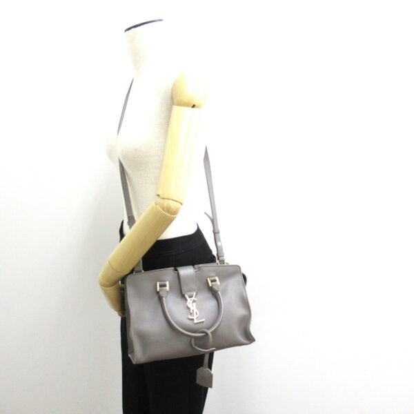 2101217412933 5 Yves Saint Laurent Baby Cabas Leather 2Way Shoulder Bag Gray