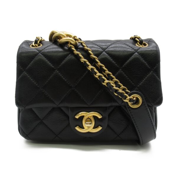 2101217421294 1 CHANEL Matelasse Chain Shoulder Bag Lambskin Black