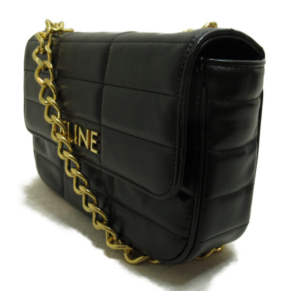 2101217468886 3 Celine Monochrome Lambskin Chain Shoulder Bag Black