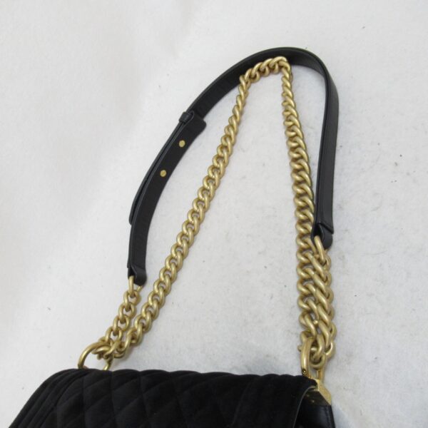 2101217477352 12 CHANEL Boy Chanel Chain Shoulder Bag Leather Velor Black