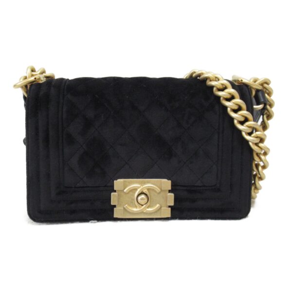 2101217477352 3 CHANEL Boy Chanel Chain Shoulder Bag Leather Velor Black