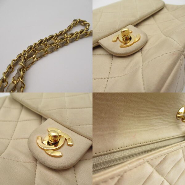 2101217515160 9c CHANEL Matelasse Chain Shoulder Bag Lambskin White Cream