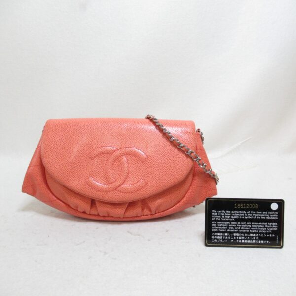 2101217515450 2 CHANEL Chain Wallet Shoulder Bag Caviar Skin Pink