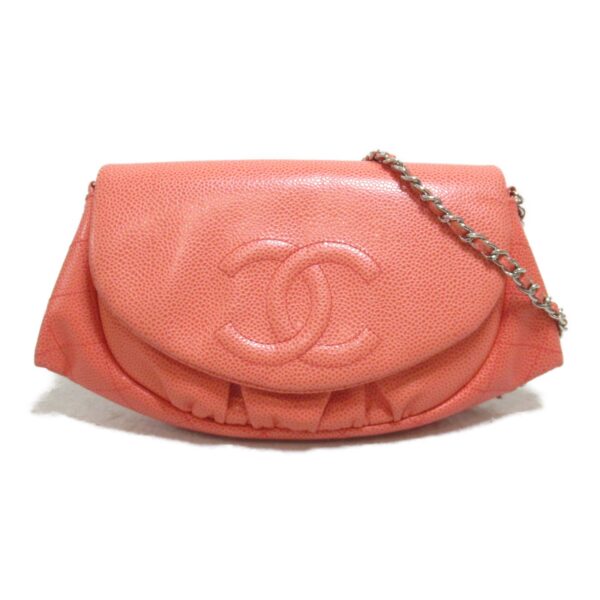 2101217515450 3 CHANEL Chain Wallet Shoulder Bag Caviar Skin Pink