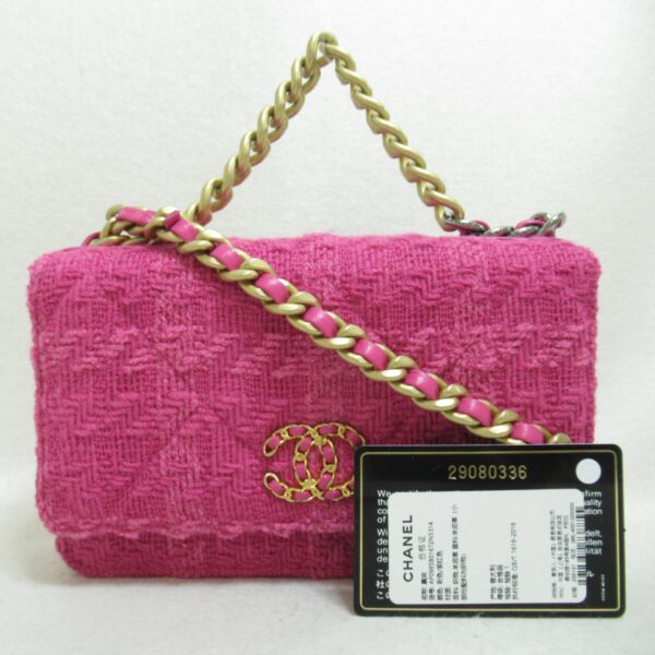 2101217530248 3 CHANEL Chain Wallet 2way Shoulder Bag Leather Tweed Pink