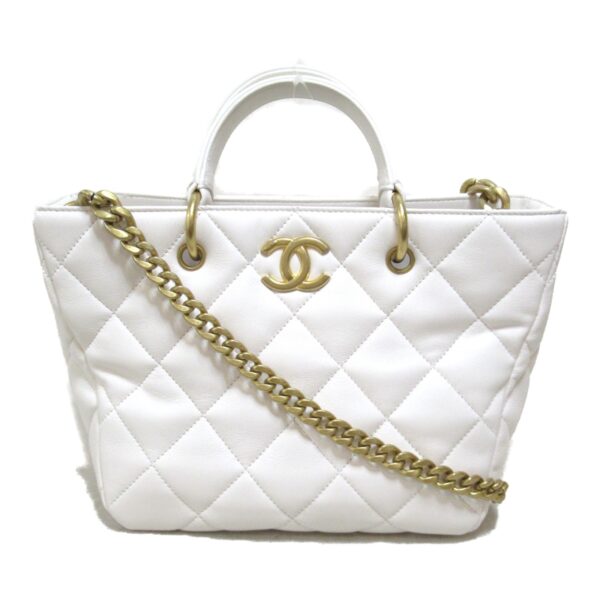 2101217536745 2 CHANEL 2way Shoulder Bag Leather White