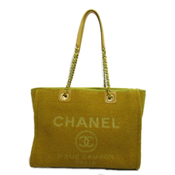 2101217544511 4 CHANEL Deauville Line Tote MM Velor Yellow Mustard