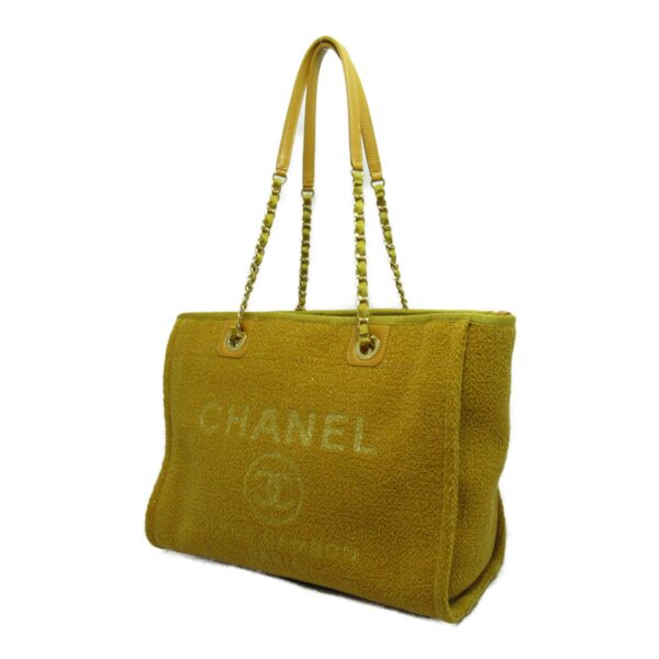 2101217544511 5 CHANEL Deauville Line Tote MM Velor Yellow Mustard