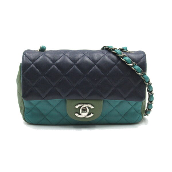 2101217550307 1 CHANEL Matelasse Chain Shoulder Bag Lambskin Blue Green