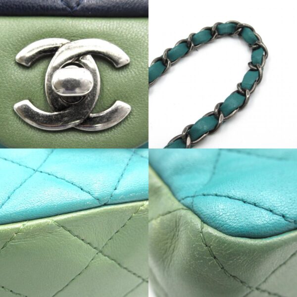 2101217550307 9c CHANEL Matelasse Chain Shoulder Bag Lambskin Blue Green