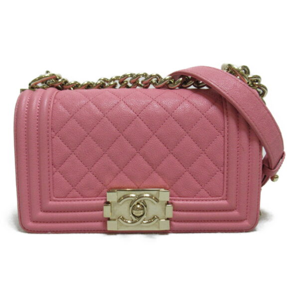 2101217569620 1 CHANEL Boy Chanel Chain Shoulder Bag Caviar Skin Pink