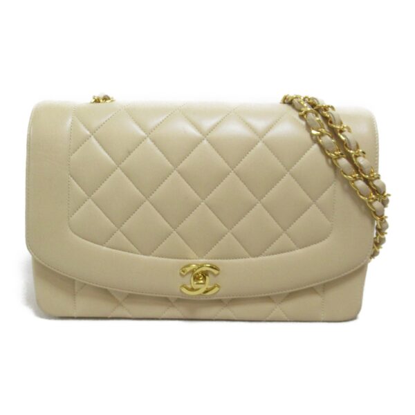 2101217571647 3 CHANEL Diana Flap Matelasse Chain Shoulder Bag Lambskin Beige