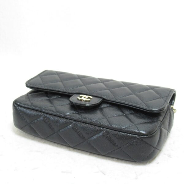 2101217583015 5 CHANEL Matelasse Chain Phone Case Wallet Shoulder Bag Caviar Skin Black