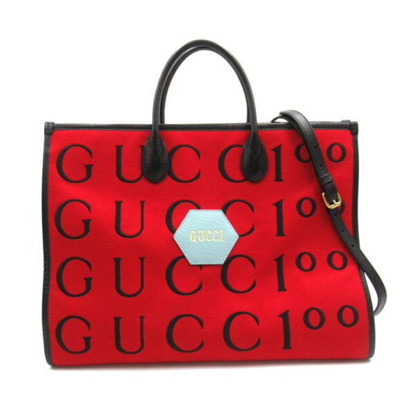 2101217583756 1 Gucci Gucci100 Wool Tote Bag Red Black