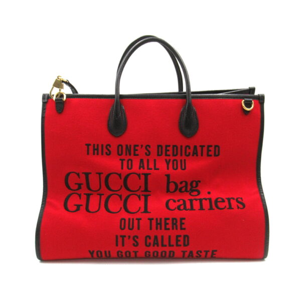 2101217583756 2 Gucci Gucci100 Wool Tote Bag Red Black