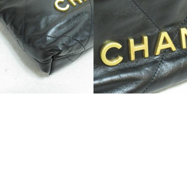 2101217585330 8c CHANEL 22 Line Chain Shoulder Bag Calf Black