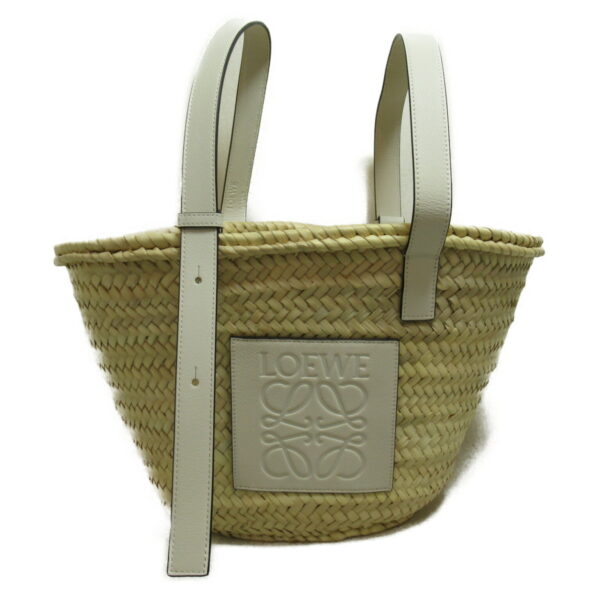 2101217598811 1 Loewe Basket Calf Palm Leaf Shoulder Bag White Natural